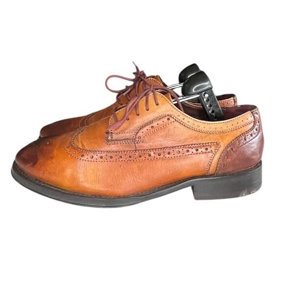 Ted Baker Men's Chorlten 3 Burnished Leather Brogues Dress Shoes Tan Size 9 - Picture 1 of 6